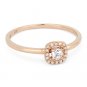 0.15 ct Round Cut White Topaz Gemstone & Diamond Halo 14k Rose Gold Promise Ring