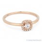 0.15 ct Round Cut White Topaz Gemstone & Diamond Halo 14k Rose Gold Promise Ring