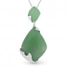 13.28 ct Green Aventurine & Diamond Pave 14k White Gold Pendant & Chain Necklace 13.28 ct Green Aventurine & Diamond Pave 14k White Gold Pendant & Chain Necklace