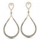 1.84ct Brown & White Diamond Pave 14k Rose & Black Gold Drop Dangling Earrings
