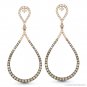 1.84ct Brown & White Diamond Pave 14k Rose & Black Gold Drop Dangling Earrings