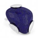 14.47 ct Blue Lapis Lazuli & Diamond Right-Hand Cocktail Ring in 14k White Gold