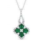 0.92ct Emerald & Diamond Pave Flower Pendant & Chain Necklace in 14k White Gold 0.92ct Emerald & Diamond Pave Flower Pendant & Chain Necklace in 14k White Gold