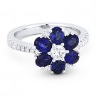 2.54 ct Sapphire & Diamond 18k White Gold Right-Hand Flower Charm Cocktail Ring
