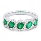 1.26 ct Oval Cut Emerald & Diamond 14k White Gold Anniversary Ring Wedding Band 1.26 ct Oval Cut Emerald & Diamond 14k White Gold Anniversary Ring Wedding Band