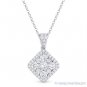 1.03 ct Round Cut Diamond Pave 18k White Gold Pendant & 14k Rolo Chain Necklace