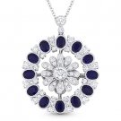 3.75 ct Oval Cut Sapphire Diamond Pave 18k White Gold Pendant 14k Chain Necklace 3.75 ct Oval Cut Sapphire Diamond Pave 18k White Gold Pendant 14k Chain Necklace