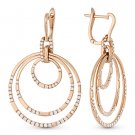 1.15 ct Round Cut Diamond Pave Circle Stack Dangling Earrings in 14k Rose Gold