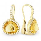 7.97 ct Citrine & Diamond Halo Leverback Dangling Drop 14k Yellow Gold Earrings 7.97 ct Citrine & Diamond Halo Leverback Dangling Drop 14k Yellow Gold Earrings