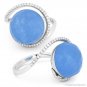 8.38ct Cabochon Blue Jade & Diamond Pave 14k White Gold Right-Hand Cocktail Ring