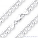 Cuban Curb Solid Sterling Silver w Rhodium Men's 9mm Link Italian Chain Necklace Cuban Curb Solid Sterling Silver w Rhodium Men's 9mm Link Italian Chain Necklace