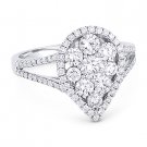 1.33 ct Round Brilliant Cut Diamond Pave 18k White Gold Right-Hand Fashion Ring 1.33 ct Round Brilliant Cut Diamond Pave 18k White Gold Right-Hand Fashion Ring