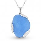 12.18 ct Fancy Checkerboard Blue Jade & Diamond Pendant 14k White Gold Necklace 12.18 ct Fancy Checkerboard Blue Jade & Diamond Pendant 14k White Gold Necklace