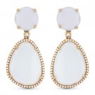 26.60ct Chalcedony & Round Cut Diamond Pave 14k Rose Gold Dangling Drop Earrings