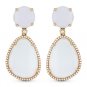 26.60ct Chalcedony & Round Cut Diamond Pave 14k Rose Gold Dangling Drop Earrings