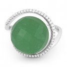 8.45 ct Green Aventurine & Diamond Pave 14k White Gold Right-Hand Cocktail Ring