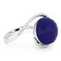 9.29ct Blue Lapis Lazuli Diamond Halo Right-Hand Cocktail Ring in 14k White Gold