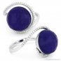 9.29ct Blue Lapis Lazuli Diamond Halo Right-Hand Cocktail Ring in 14k White Gold