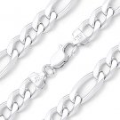 Figaro / Figaroa Sterling Silver Rhodium Men's 9.4mm Link Italian Chain Necklace