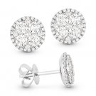1.40 ct Round Cut Pave Diamond Cluster Stud Earrings 18k White Gold Halo Studs 1.40 ct Round Cut Pave Diamond Cluster Stud Earrings 18k White Gold Halo Studs