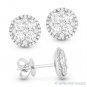 1.40 ct Round Cut Pave Diamond Cluster Stud Earrings 18k White Gold Halo Studs