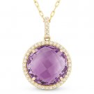 4.73ct Cushion Cut Purple Amethyst & Diamond Halo Pendant 14k Rose Gold Necklace 4.73ct Cushion Cut Purple Amethyst & Diamond Halo Pendant 14k Rose Gold Necklace