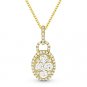 0.67 ct Round Cut Diamond Pave Oval 18k Yellow Gold Pendant & 14k Chain Necklace