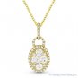 0.67 ct Round Cut Diamond Pave Oval 18k Yellow Gold Pendant & 14k Chain Necklace