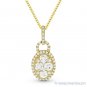 0.67 ct Round Cut Diamond Pave Oval 18k Yellow Gold Pendant & 14k Chain Necklace