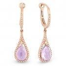 2.84ct Pink Amethyst & Diamond Halo Tear-Drop Dangling Earrings in 14k Rose Gold 2.84ct Pink Amethyst & Diamond Halo Tear-Drop Dangling Earrings in 14k Rose Gold