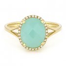 2.81 ct Oval Cut Amazonite Diamond Halo Right-Hand Cocktail Ring 14k Yellow Gold 2.81 ct Oval Cut Amazonite Diamond Halo Right-Hand Cocktail Ring 14k Yellow Gold