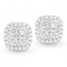 0.97 ct Round Brilliant Cut Diamond Pave Cluster Stud Earrings in 14k White Gold 0.97 ct Round Brilliant Cut Diamond Pave Cluster Stud Earrings in 14k White Gold