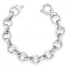 .925 Italy Sterling Silver Faceted and Oval Cable Double-Chain Italian Bracelet .925 Italy Sterling Silver Faceted and Oval Cable Double-Chain Italian Bracelet