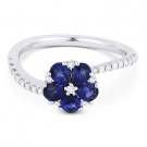 1.07 ct Pear-Shape Sapphire & Diamond Pave 18k White Gold Right-Hand Flower Ring 1.07 ct Pear-Shape Sapphire & Diamond Pave 18k White Gold Right-Hand Flower Ring
