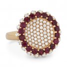2.43ct Round Cut Ruby Diamond Pave 18k Rose Black Gold Right-Hand Cocktail Ring 2.43ct Round Cut Ruby Diamond Pave 18k Rose Black Gold Right-Hand Cocktail Ring