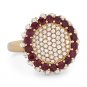2.43ct Round Cut Ruby Diamond Pave 18k Rose Black Gold Right-Hand Cocktail Ring