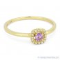 0.16ct Round Cut Pink Amethyst Gem & Diamond Halo 14k Yellow Gold Promise Ring