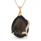 10.85 ct Pear-Shape Smoky Topaz & Diamond 14k Rose Gold Pendant & Chain Necklace 10.85 ct Pear-Shape Smoky Topaz & Diamond 14k Rose Gold Pendant & Chain Necklace