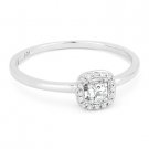 0.13ct Round Cut White Topaz Gemstone & Diamond Halo 14k White Gold Promise Ring