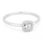 0.13ct Round Cut White Topaz Gemstone & Diamond Halo 14k White Gold Promise Ring