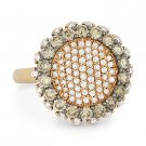 1.69ct Round Cut Brown & White Diamond Pave Cocktail 18k Rose & Black Gold Ring