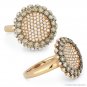 1.69ct Round Cut Brown & White Diamond Pave Cocktail 18k Rose & Black Gold Ring