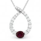0.91ct Ruby Diamond Water Drop Charm 18k White Gold Journey Pendant 14k Necklace 0.91ct Ruby Diamond Water Drop Charm 18k White Gold Journey Pendant 14k Necklace