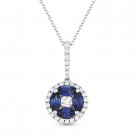 0.97ct Marquise Sapphire & Diamond 14k White Gold Circle Pendant Chain Necklace 0.97ct Marquise Sapphire & Diamond 14k White Gold Circle Pendant Chain Necklace