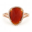 2.89ct Checkerboard Red Agate & Round Diamond Halo Right-Hand 14k Rose Gold Ring 2.89ct Checkerboard Red Agate & Round Diamond Halo Right-Hand 14k Rose Gold Ring