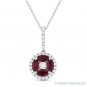 0.88ct Marquise Ruby & Diamond Circle Pendant & Chain Necklace in 14k White Gold