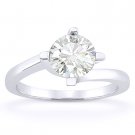 1.00 ct Round Cut Moissanite Bypass Solitaire Engagement Ring in 14k White Gold