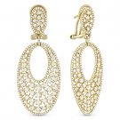 3.41 ct Round Cut Diamond Pave & Cluster 14k Yellow Gold Dangling Drop Earrings