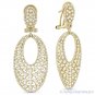3.41 ct Round Cut Diamond Pave & Cluster 14k Yellow Gold Dangling Drop Earrings