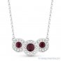 0.79 ct Ruby Diamond Pave Triple-Halo Pendant & Chain Necklace in 18k White Gold